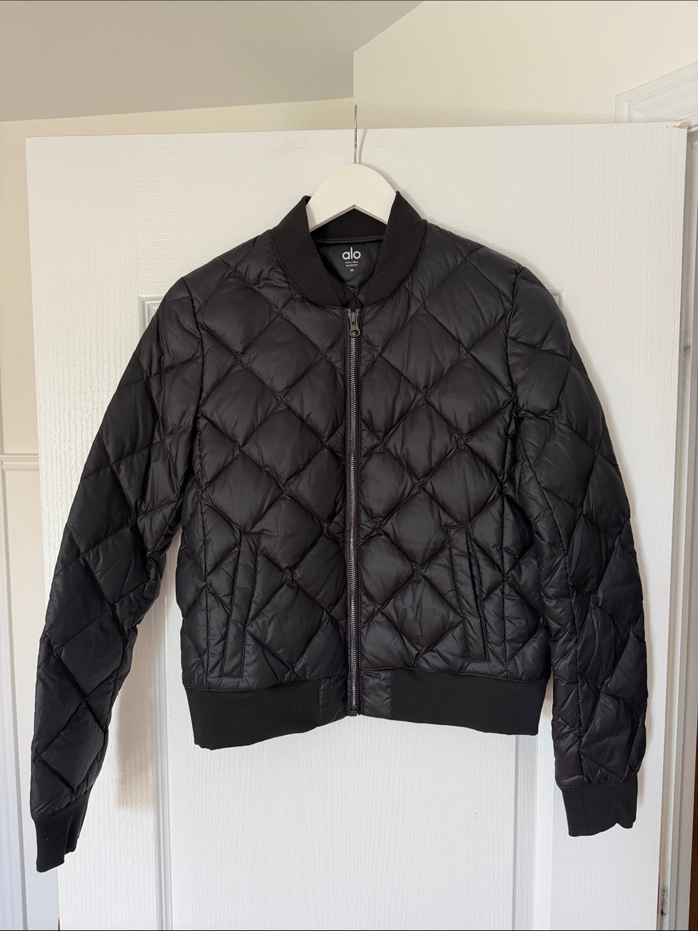 ALO Yoga Black Quilted Bomber Jacket